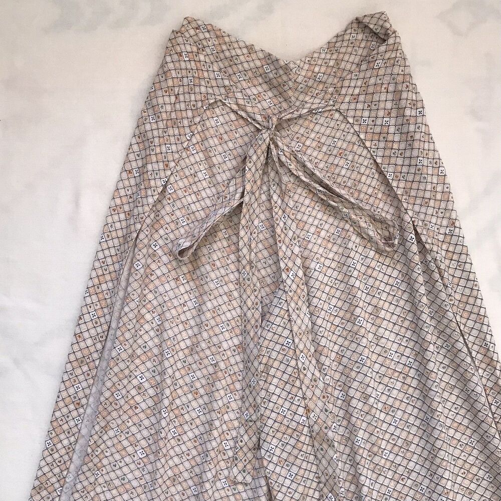 Indah Neutral Beige Geometric Print Flowy Wide Leg Summer Pants Women's XS - Picture 2 of 10